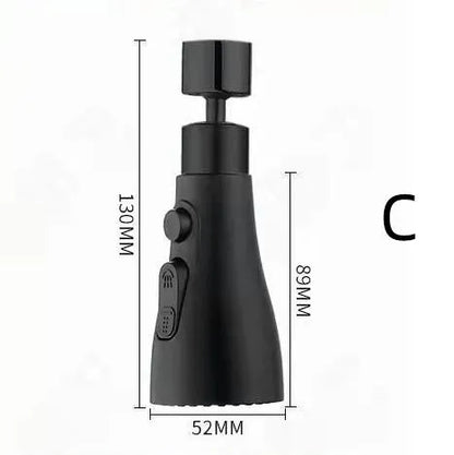 Universal pressurised kitchen faucet sprayer with 360-degree rotating head in matte black finish