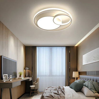 Nordic nested round chandelier with wrought iron frame and LED lighting in black finish