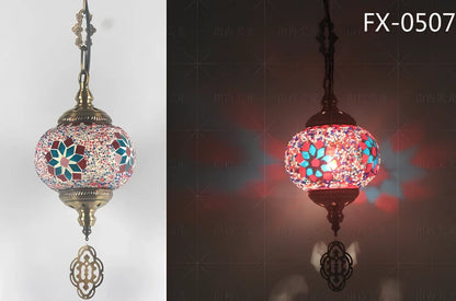 Turkish glass chandelier with 148mm shade and 1.2m adjustable cable on 10cm chassis