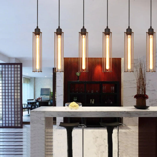 Black retro wrought iron chandelier with 140cm diameter cage design and E27 light fitting