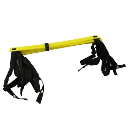 Bright yellow agility training ladder with adjustable rungs and carrying bag