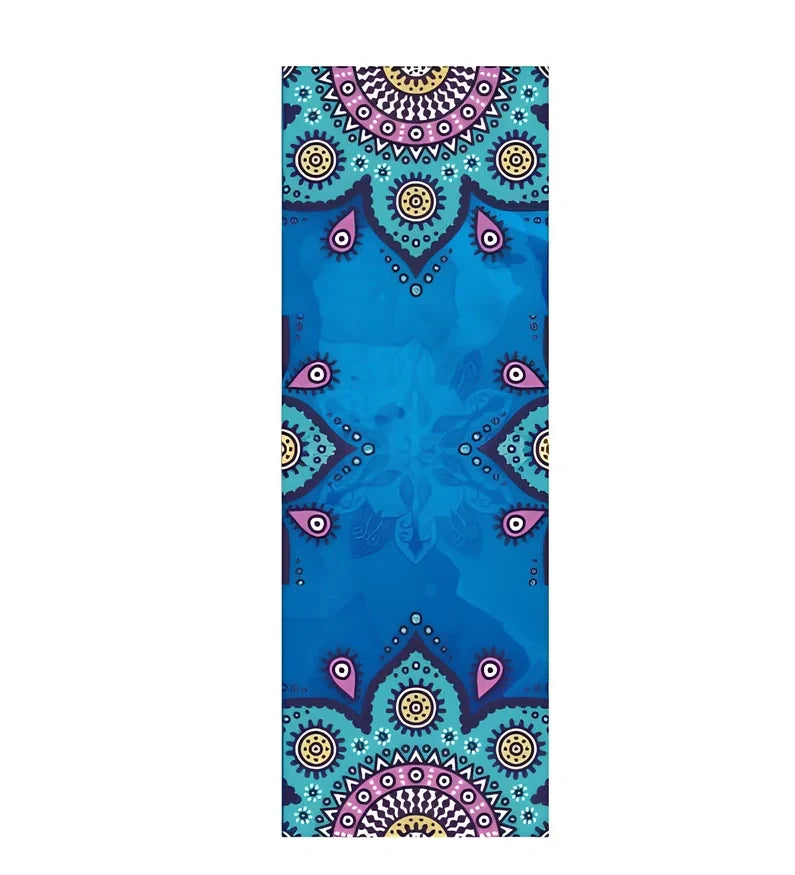 Microfiber yoga towel with mandala pattern measuring 183×63cm with 2mm thickness