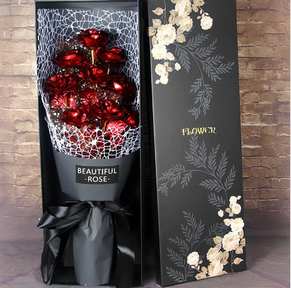 24K gold foil rose bouquet with 11 preserved flowers measuring 45cm tall