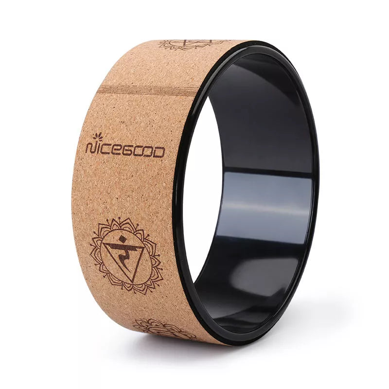 Eco-friendly Cork Yoga Wheel for yoga practice, 32cm diameter, natural cork and rubber construction