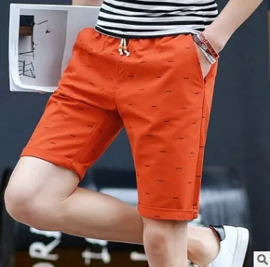 Men's cotton capri-length summer shorts in multiple colours with lace-up placket