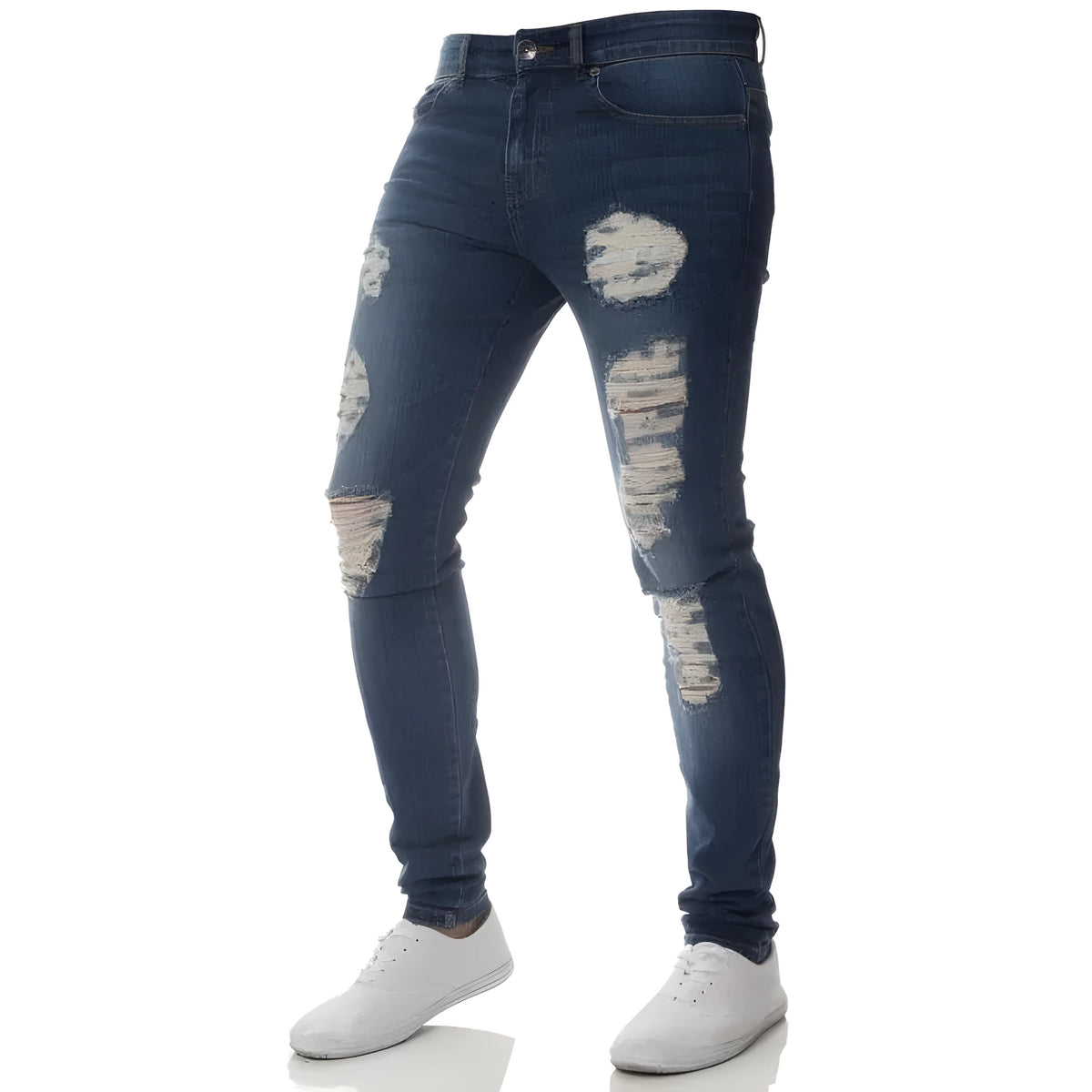 Jamal skinny denim jeans in black, blue, and Sku blue, sizes S to 3XL