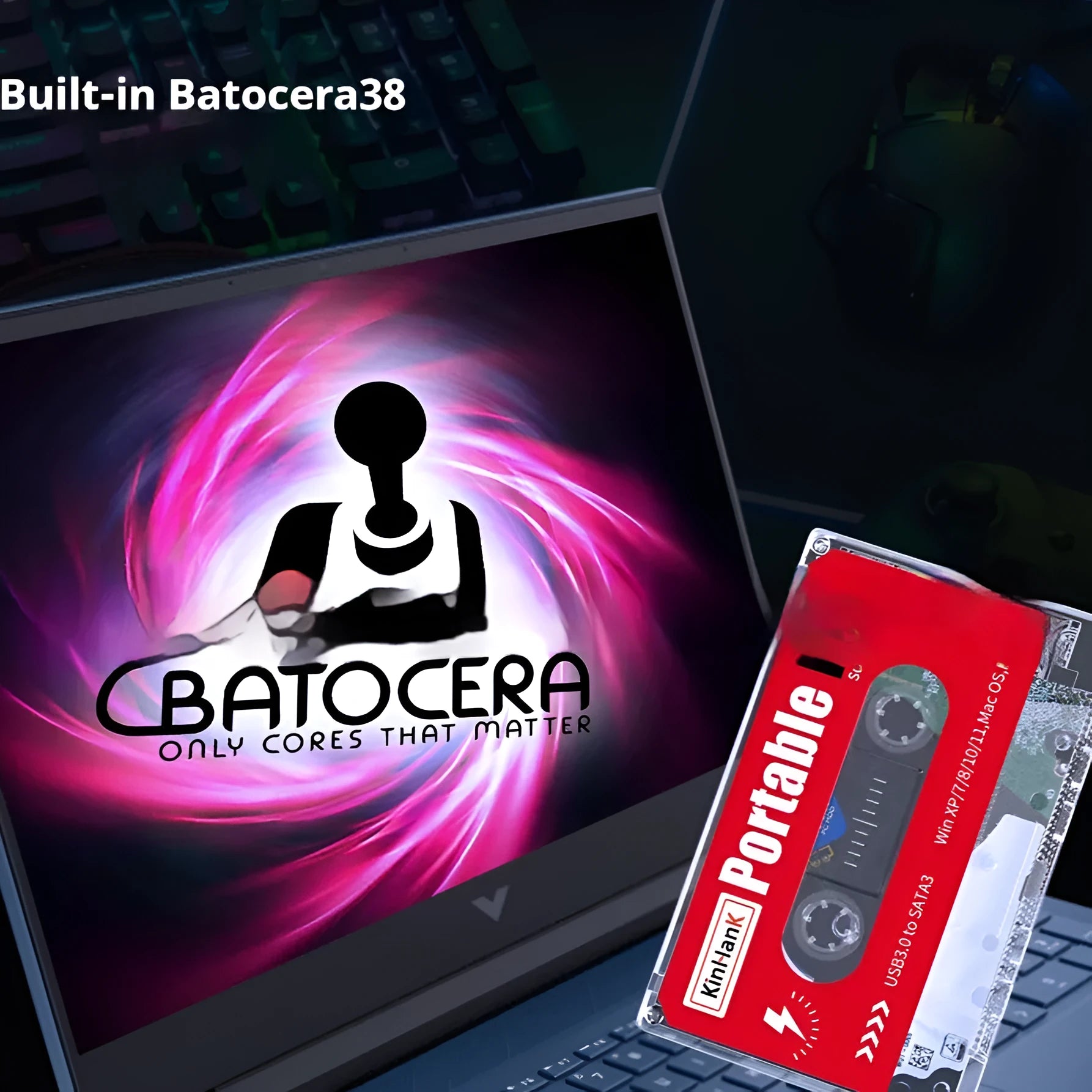 2TB external mechanical hard disk with USB cable and protective case for mobile gaming storage
