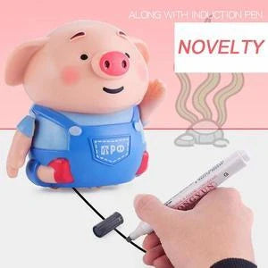 Scribing Induction Pig Toy following a drawn line with remote control