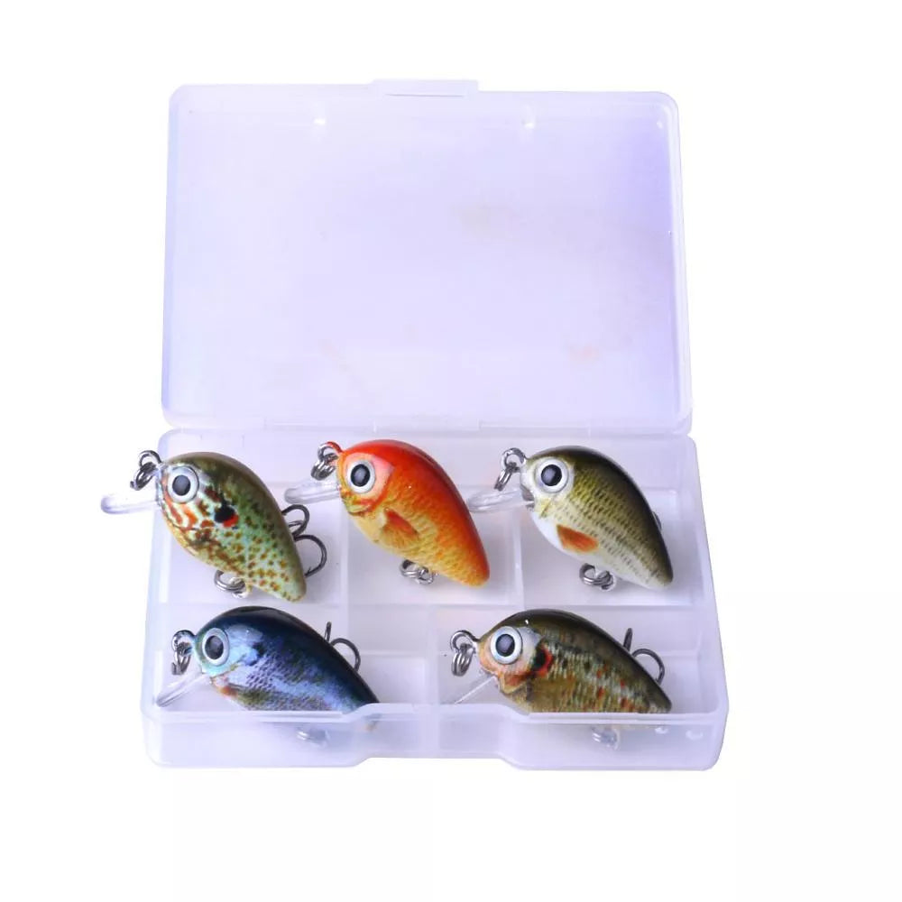Mini Crankbait fishing lures set with bright colors and 3D holographic eyes