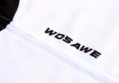 Long sleeve mountain bike cycling jersey in black white with breathable mesh underarms and reflective back for night rides, sizes S-XXL