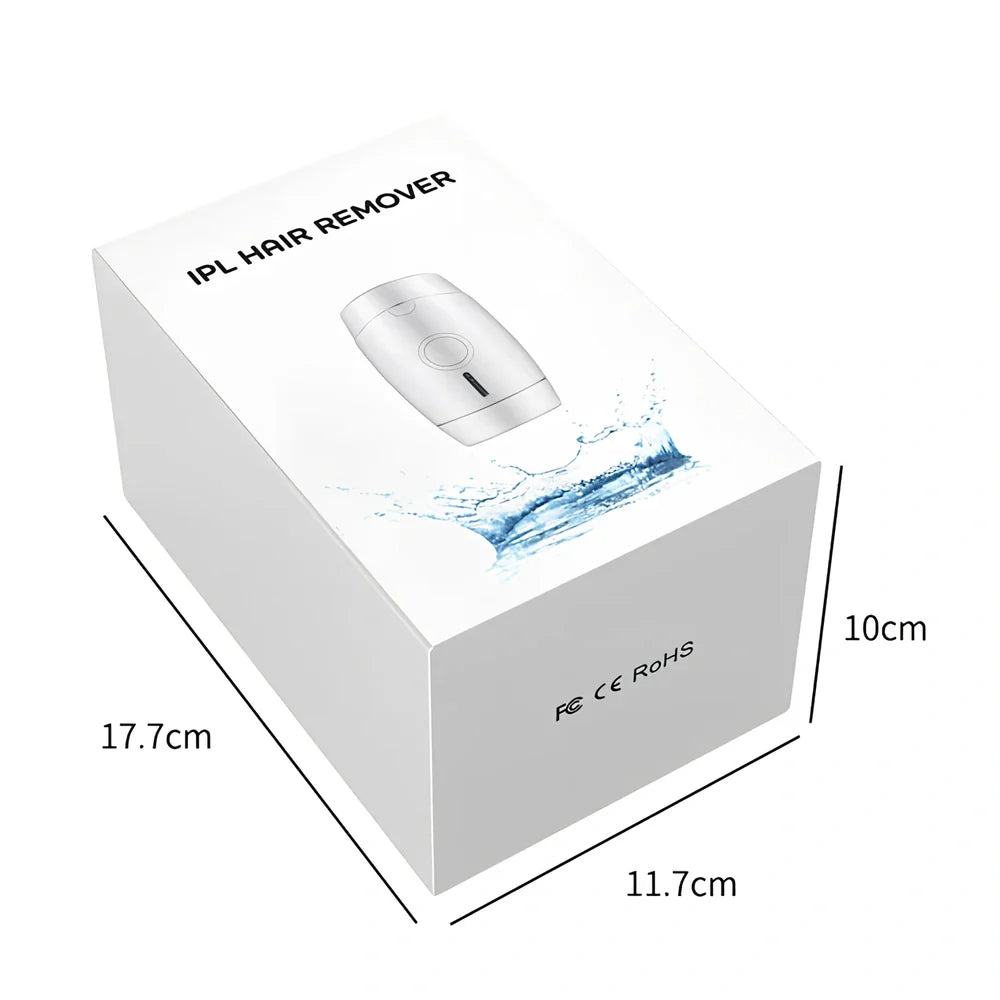 White home laser hair removal device with display screen and adjustment buttons