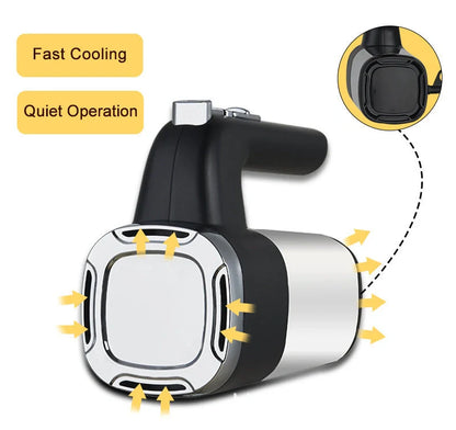 500W high power electric food mixer with mixer and beater hooks on white background