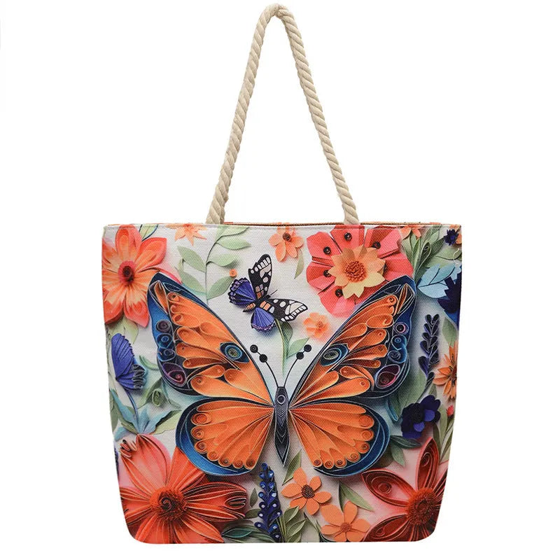 Cotton linen canvas shoulder bag with adjustable string straps and urban simplicity design