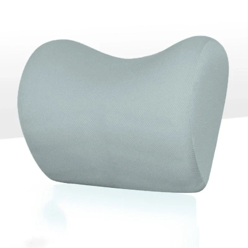 Soft, supportive memory foam car headrest pillow with breathable fabric cover for comfortable long drives