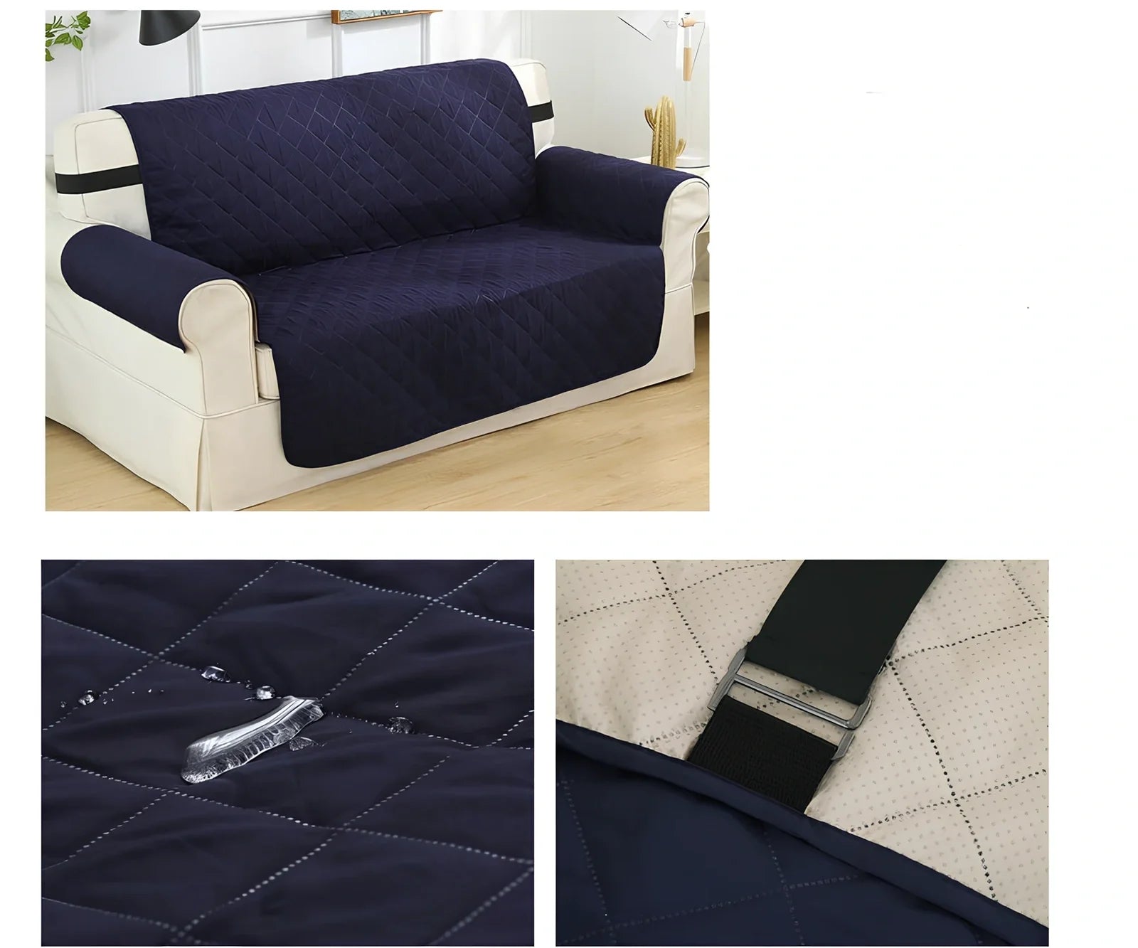 Lake blue pet waterproof compartment sofa cushion 190x228cm in polyester protecting against spills