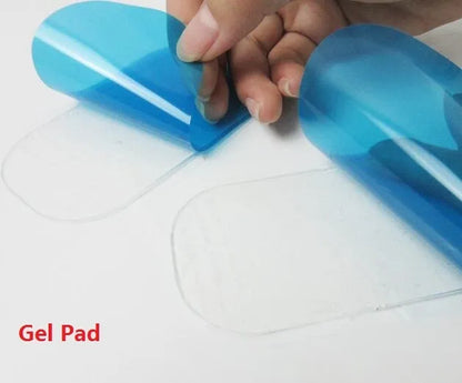 Compact EMS muscle stimulator unit with remote control and gel pads for abdominal and buttock toning.