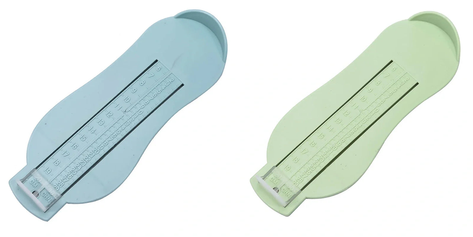 Blue children's foot measuring ruler with 0-20cm scale on ABS plastic 22.7x9x2.5cm