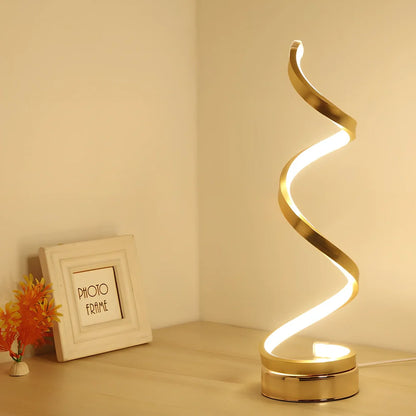 Adjustable LED bedside table lamp in gold finish with dimming switch and European-style design