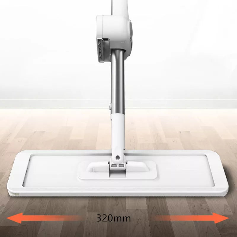 Microfiber replacement floor mop with magic squeeze and hands-free washing feature