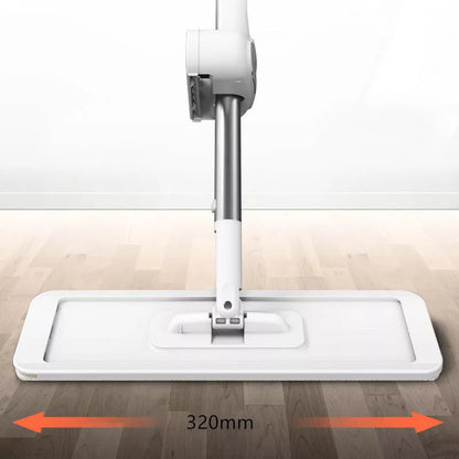 Microfiber replacement floor mop with magic squeeze and hands-free washing feature