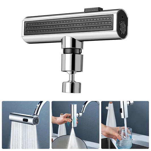 Versatile kitchen faucet with adjustable water flow modes, high-arc design, and pull-down sprayer for efficient cleaning and rinsing