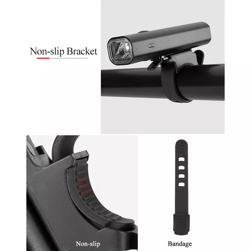 ROCKBROS YQ-QD black bicycle light with USB charging and 400 lumen brightness