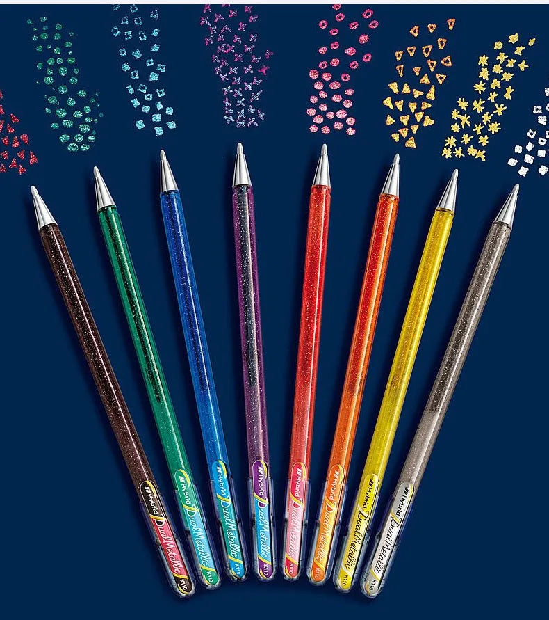 Flash K110 glitter gel pen with 1.0mm tip, shown in multiple colour options.