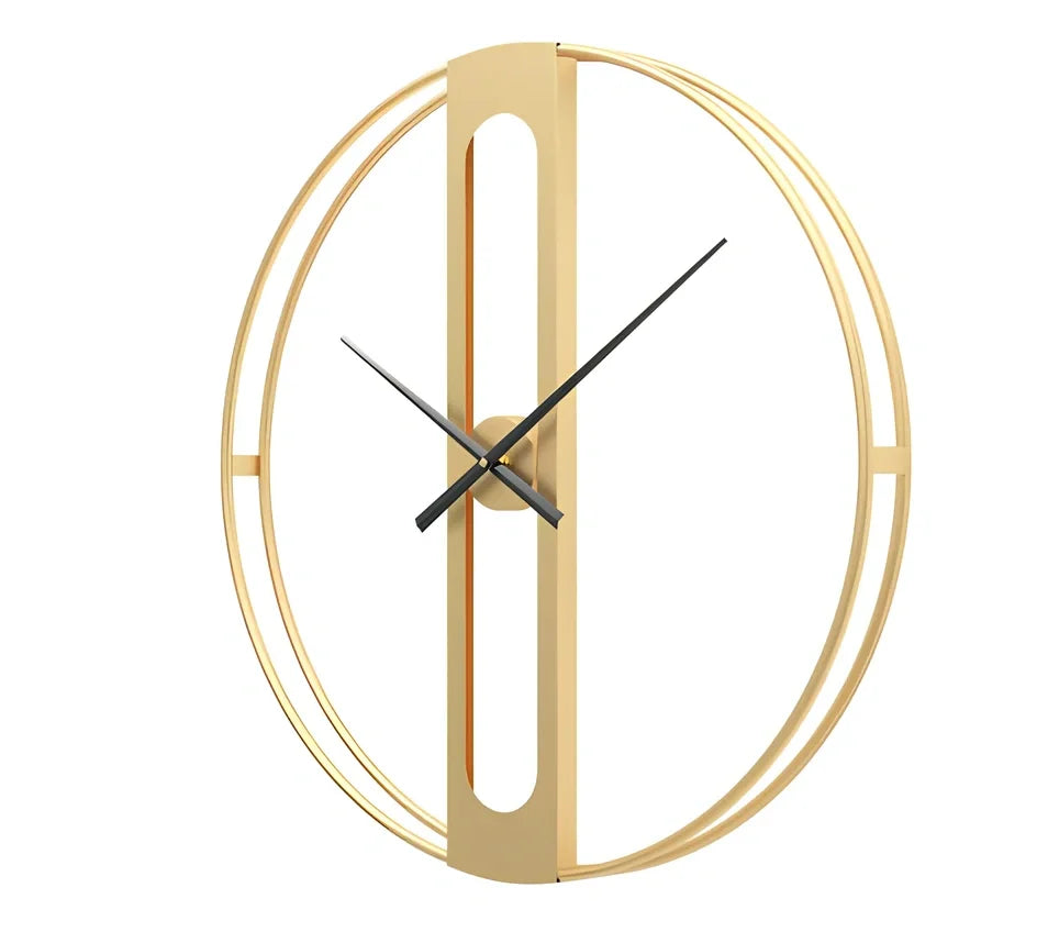 50cm round metal wall clock with black finish showing clear numbering and quartz movement