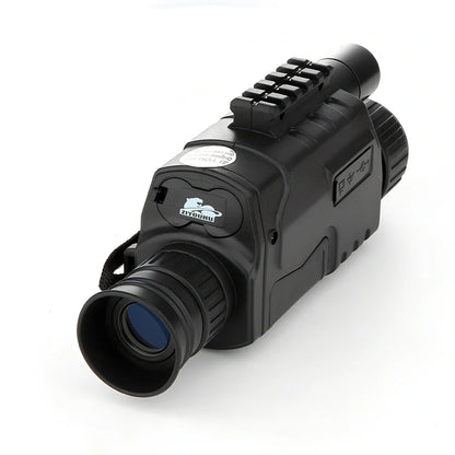 Black infrared monocular with 500m night vision range and 5x magnification for dark conditions