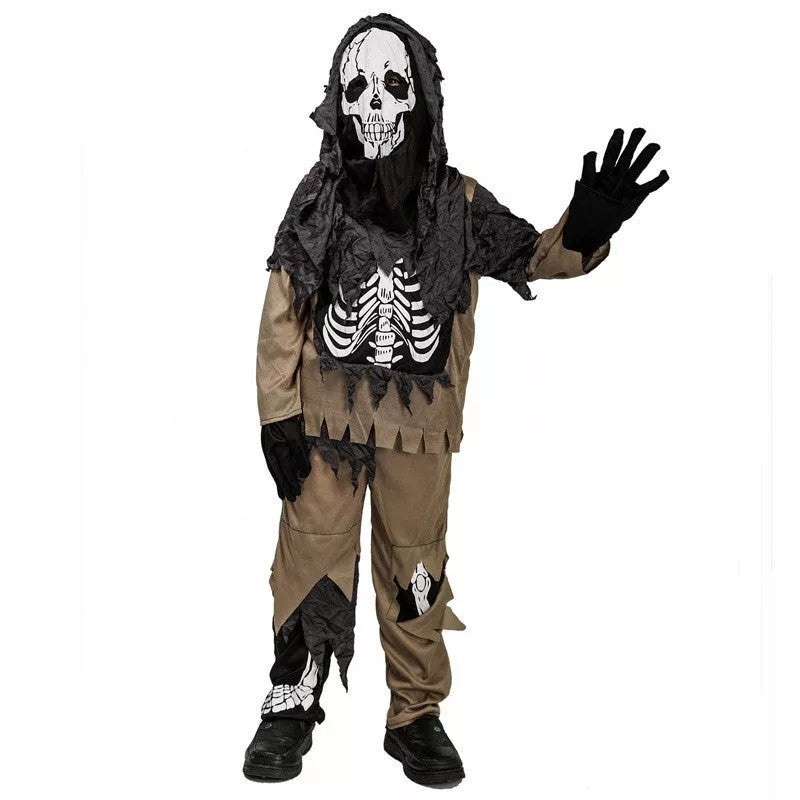 Halloween Scary Little Skull Boy Costume for children in brown