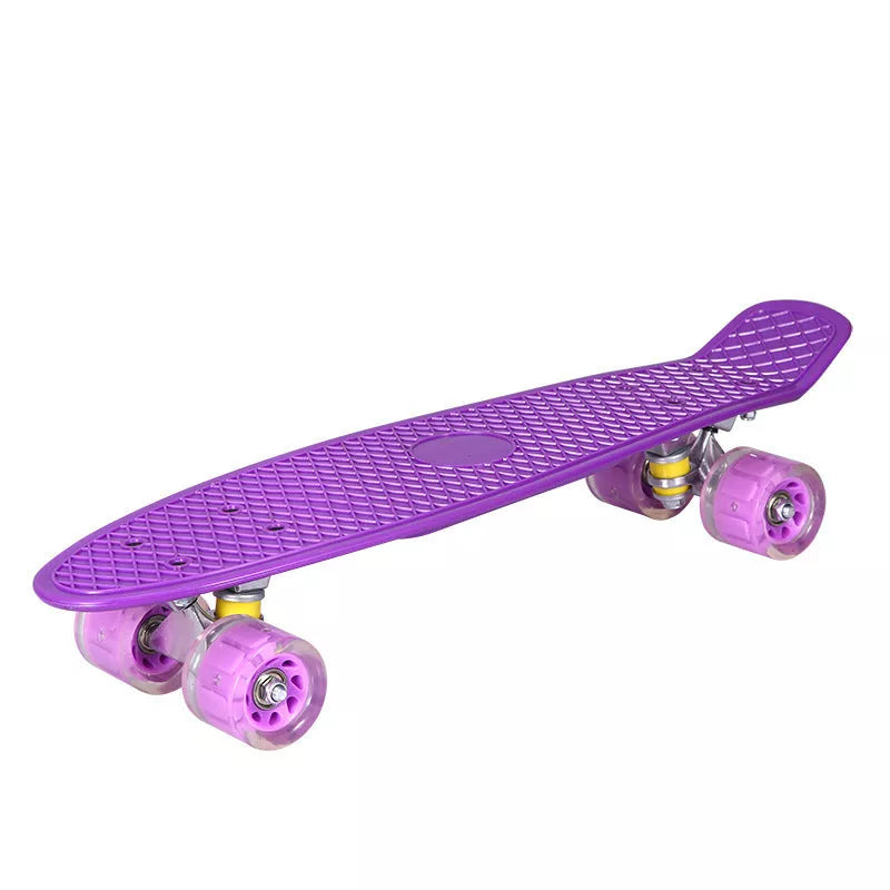 Fashion Creative Personality Four-wheel Skateboard in blue with flashing wheels