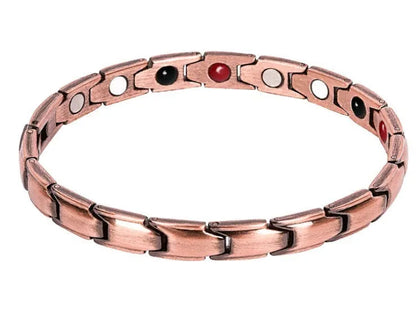 Metal rhombus therapy bracelet in black, bronze, gold, or silver, available as single or multi-pack for arthritis and slimming support.