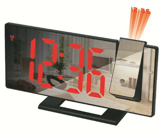 LED projection digital alarm clock with adjustable display showing time projection on ceiling