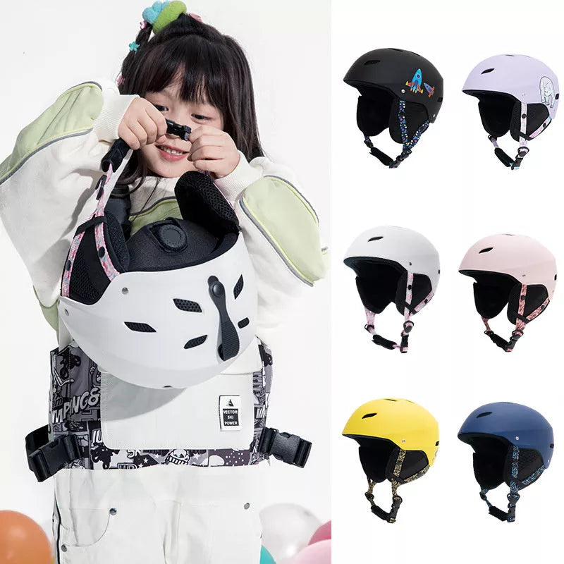 Child ski protective helmet in various colors with EPS+ABS hard shell for safety