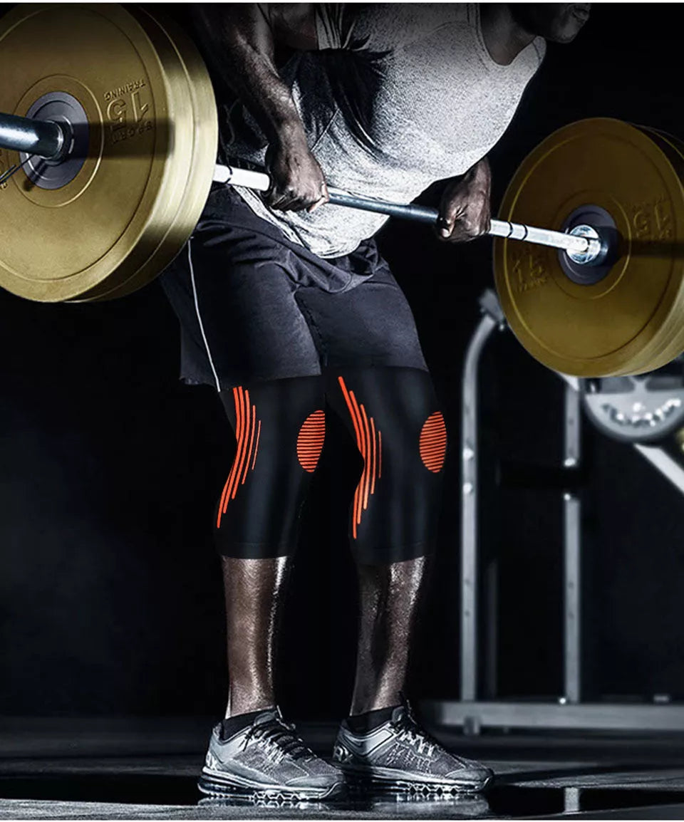 High Elasticity Knee Support in Black with Orange, Grey, Green, or Blue for arthritis relief and sports stability