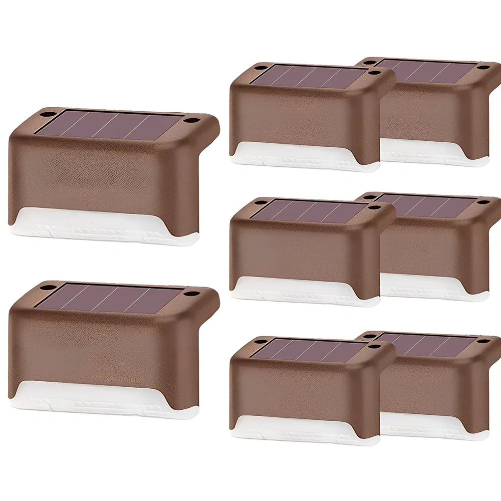 Coffee-coloured solar step light with amorphous silicon panel for outdoor staircase and garden illumination