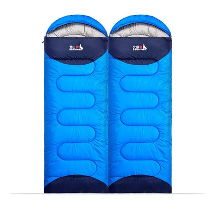 Polyester camping sleeping bag with waterproof shell and compression bag for outdoor adventures