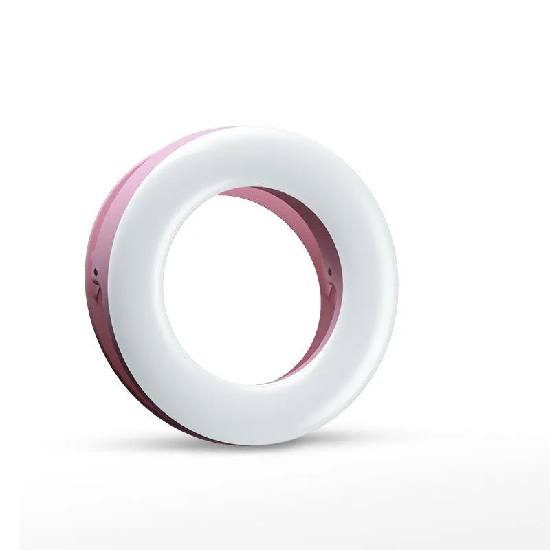 LED selfie ring light for mobile phones with adjustable brightness and compact design