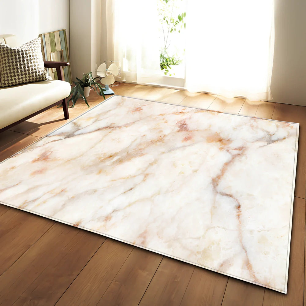 Rectangular polyester fibre carpet with marble pattern in 121.9x160cm and 50x80cm sizes