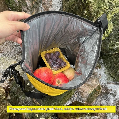 Yellow and black waterproof backpack with 20L capacity and dry-wet separation compartments
