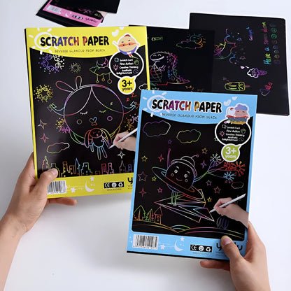 Pack of children's colourful A4 and 16K handmade drawing paper sheets.