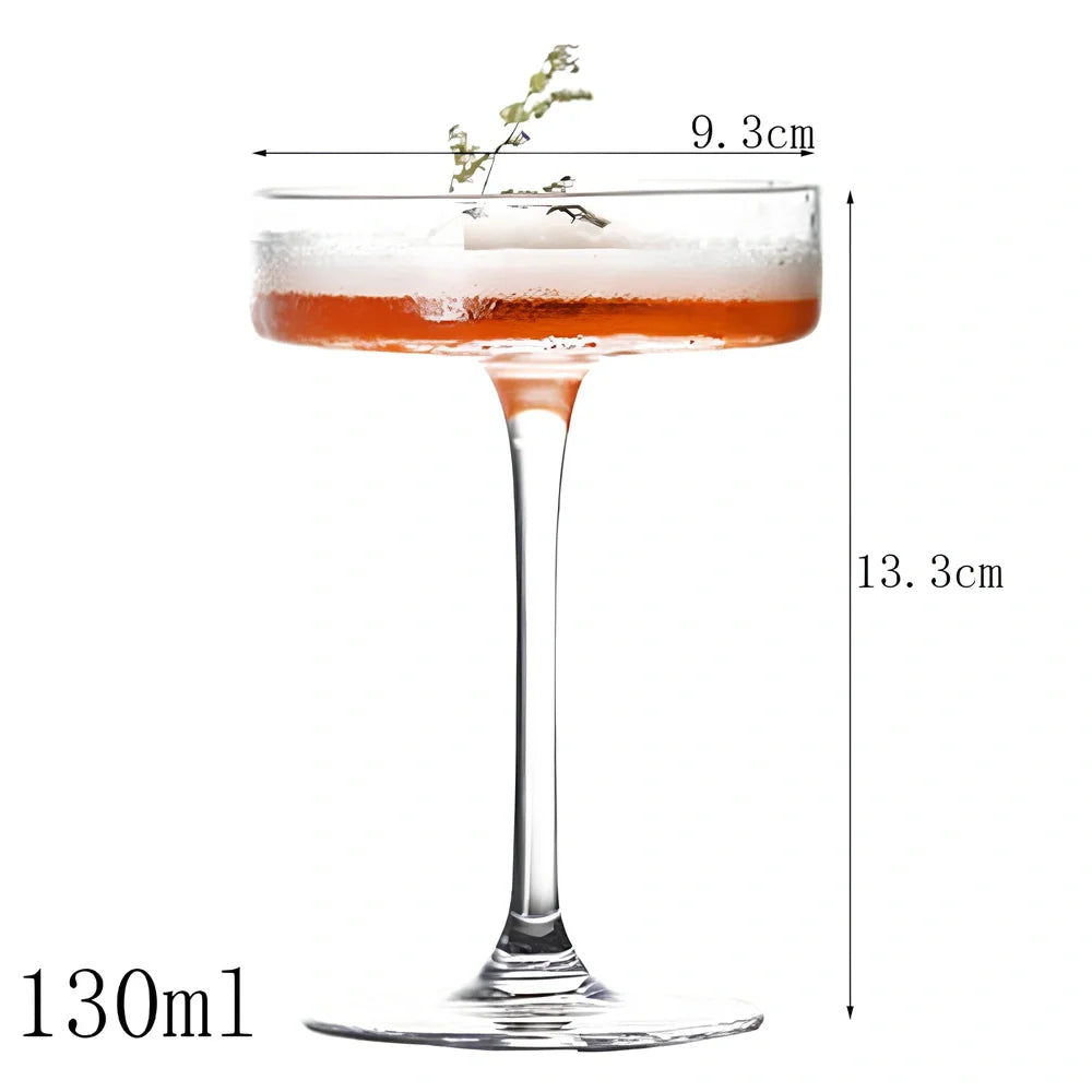 Creative transparent lead-free glass cup with seamless flat base for cocktails, 210ml capacity