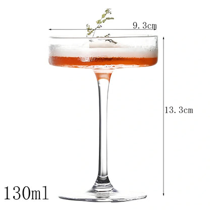 Creative transparent lead-free glass cup with seamless flat base for cocktails, 210ml capacity