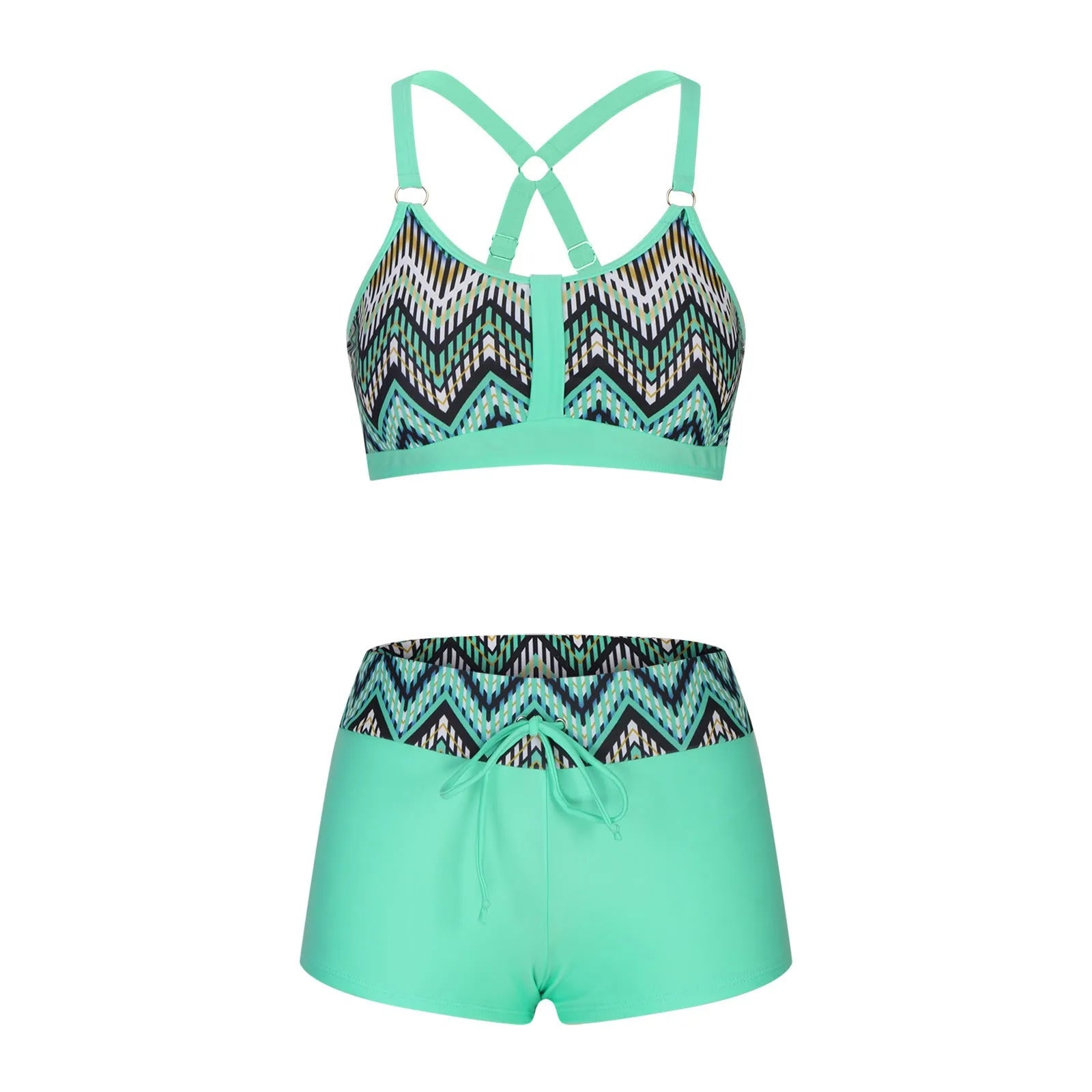 Women's floral print split bikini swimsuit in polyester fabric available in multiple colours and sizes