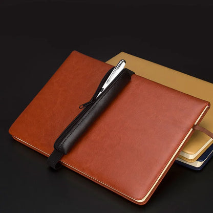 Long slim PU leather pencil case showing beige grey colour option with dimensions 16.5 by 3 cm
