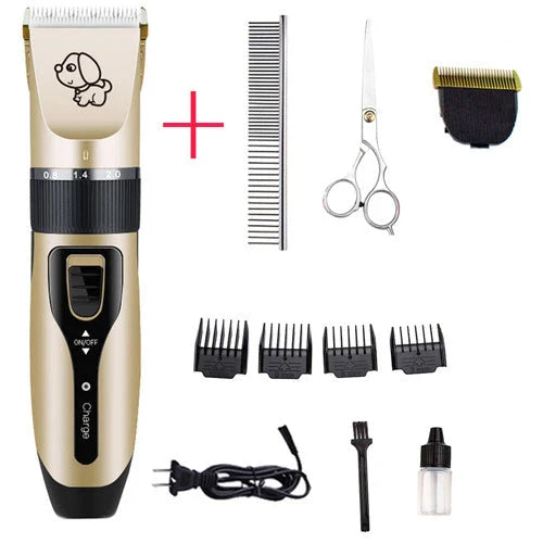 Powerful cordless pet grooming clipper with 5 adjustable speed settings, titanium-ceramic blade, and up to 2 hours of runtime