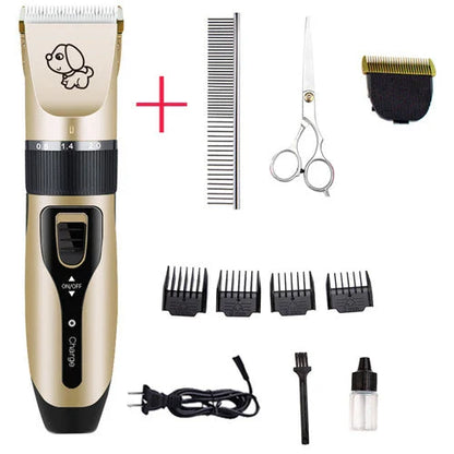 Powerful cordless pet grooming clipper with 5 adjustable speed settings, titanium-ceramic blade, and up to 2 hours of runtime