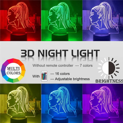 Acrylic 3D night light in European style with 200x150mm shade, remote for 16 colours, black base, LED illuminated