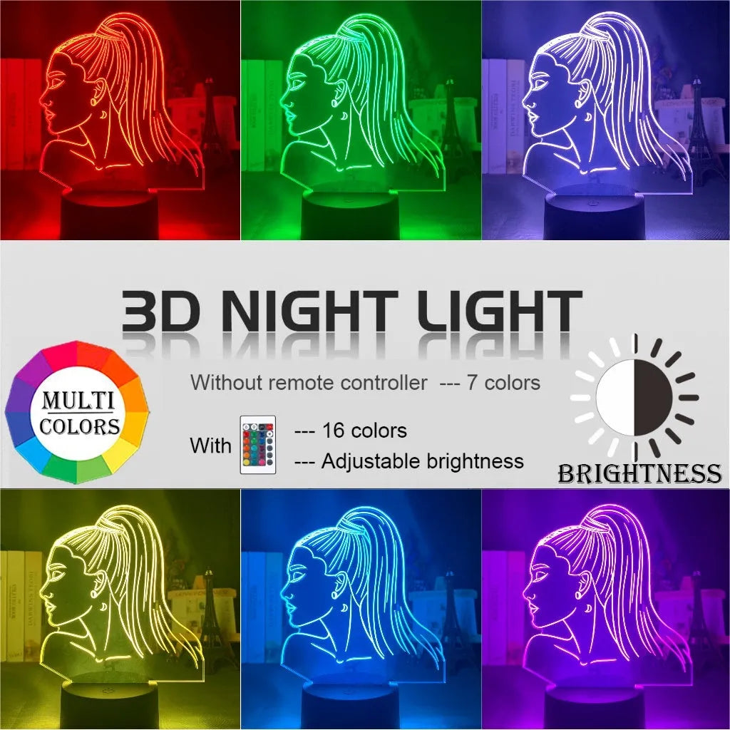 European style acrylic 3D night light with LED lights, showing colourful illumination.