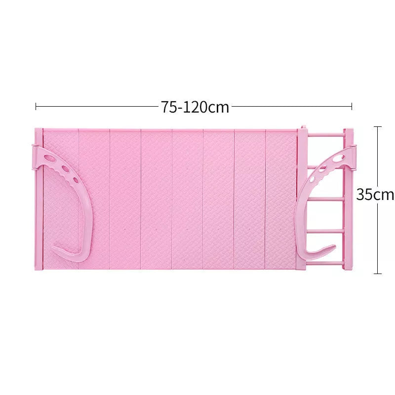 Adjustable hanging window sill drying rack in white and pink, 50x35cm